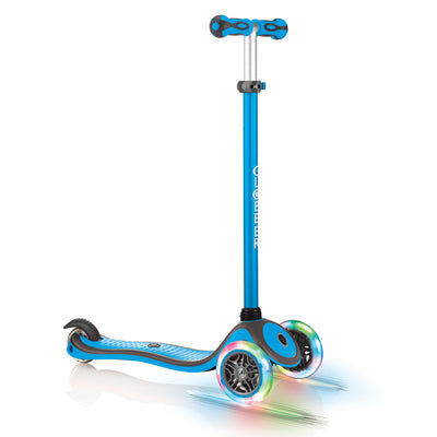 Globber V2 3-Wheel Kids Kick Scooter with LED Light Up Wheels, Sky Blue (Used)
