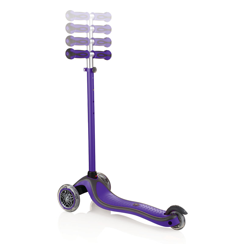 Globber V2 3-Wheel Kids Kick Scooter with LED Light Up Wheels, Purple(For Parts)