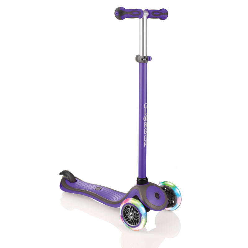 Globber V2 3-Wheel Kids Kick Scooter with LED Light Up Wheels, Purple (Open Box)