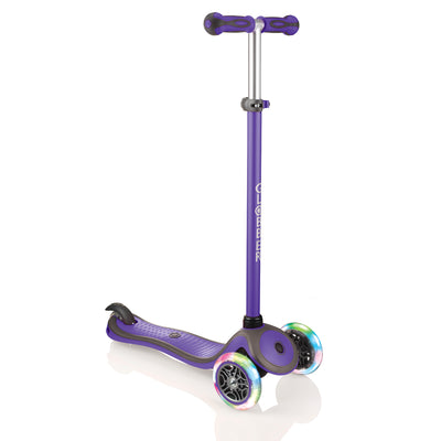 Globber V2 3-Wheel Kids Kick Scooter with LED Light Up Wheels, Purple(For Parts)