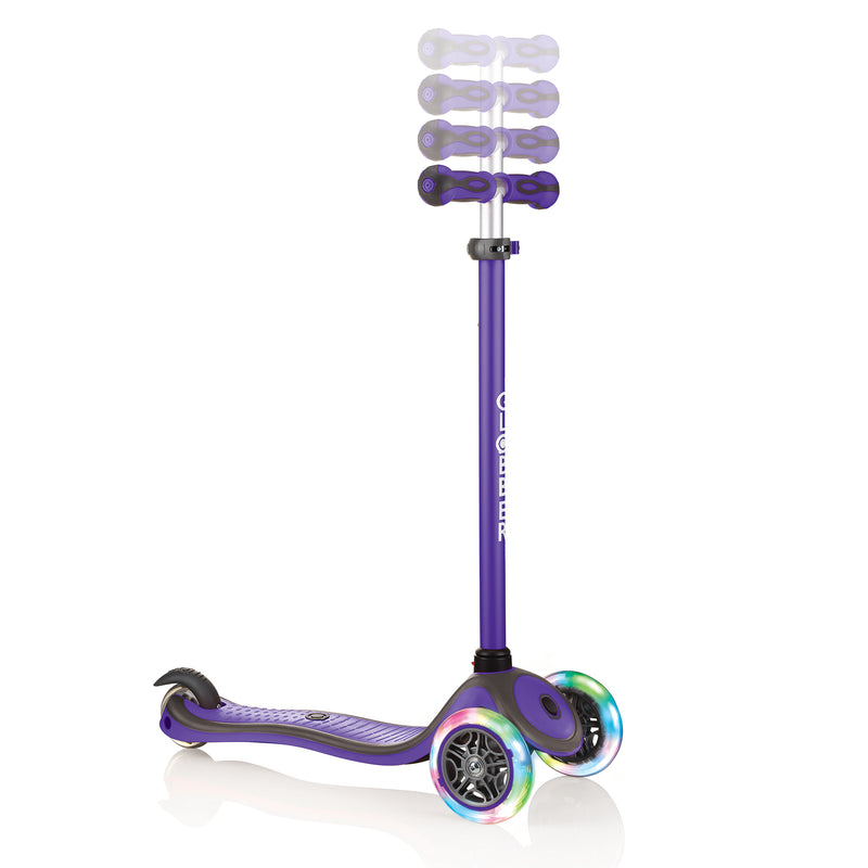 Globber V2 3-Wheel Kids Kick Scooter with LED Light Up Wheels, Purple (Open Box)