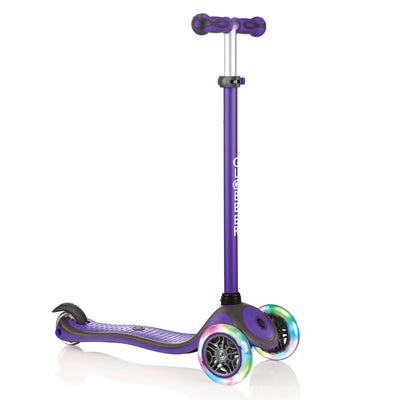 Globber V2 3-Wheel Kids Kick Scooter with LED Light Up Wheels, Purple(For Parts)
