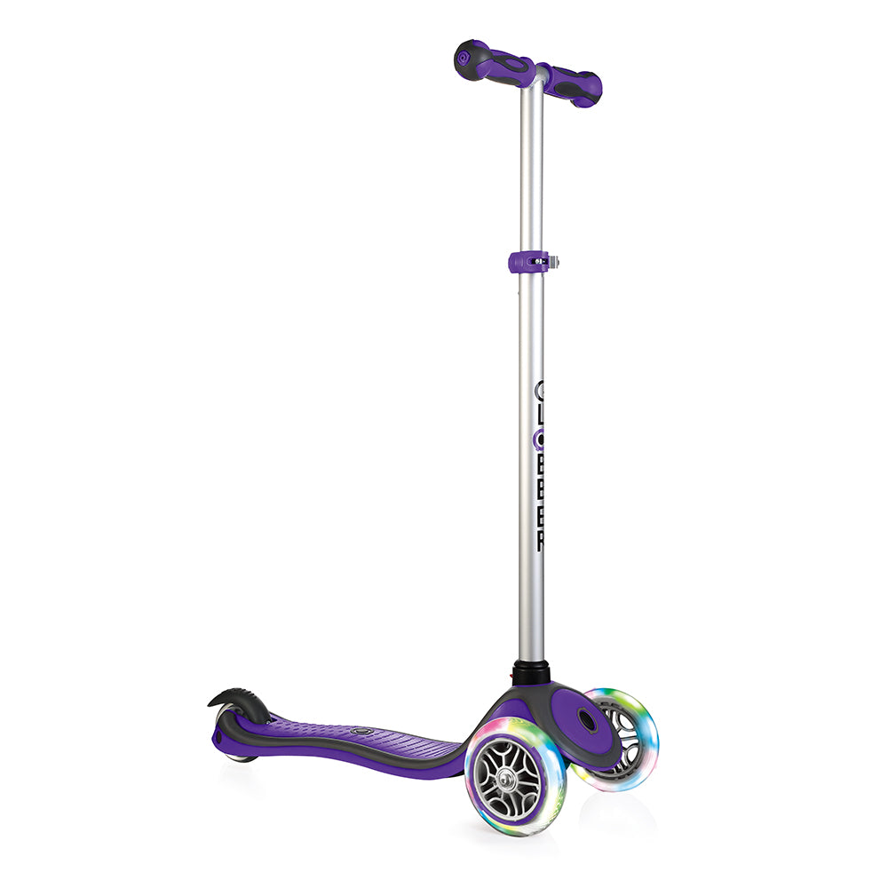 Globber 442-103 V2 3-Wheel Kids Kick Scooter with LED Light Up Wheels, Purple