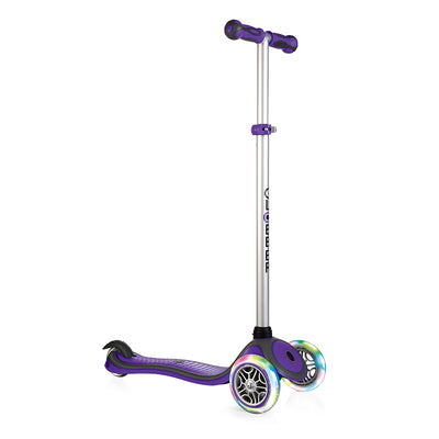 Globber 442-103 V2 3-Wheel Kids Kick Scooter with LED Light Up Wheels, Purple
