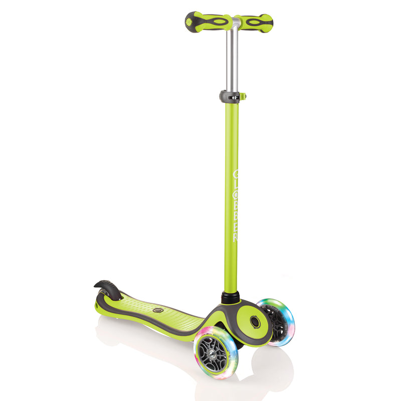 Globber V2 3-Wheel Kids Kick Scooter with LED Light Up Wheels, Lime (Open Box)