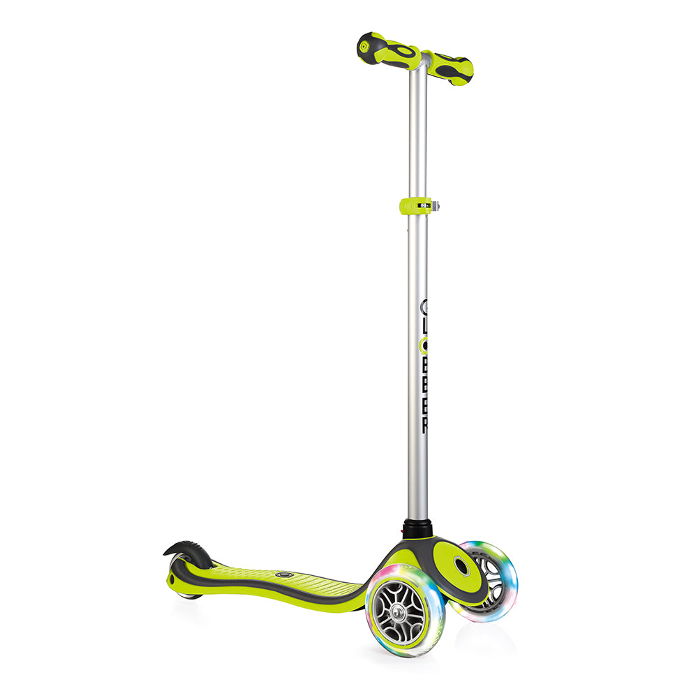 Globber 442-106 V2 3-Wheel Kids Kick Scooter with LED Light Up Wheels, Lime