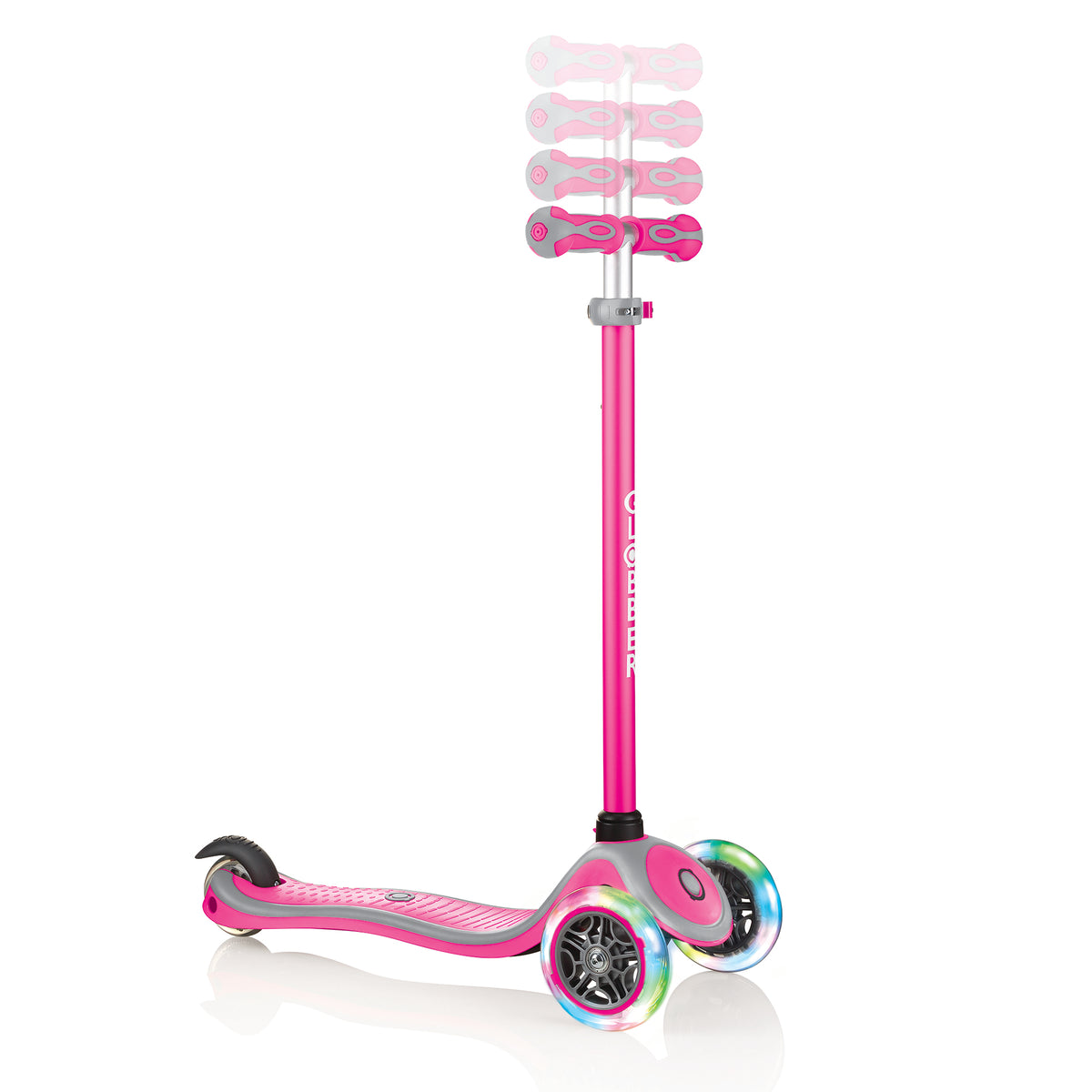 Globber 3-Wheel Kids Kick Scooter with LED Light Up Wheels, Pink (Open Box)
