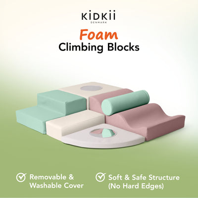 KIDKII 6 Piece Mirror Soft Play Foam Climbing Sensory Blocks Toddler Toy, Pastel - VMInnovations