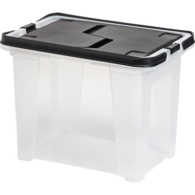 IRIS USA 18 Qt File Box Organizer with Lid for Letter/Legal Paper, 4-Pack, Clear