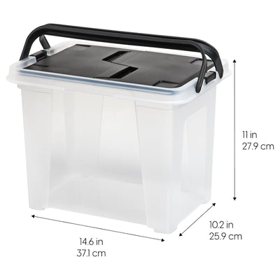 IRIS USA 18 Qt File Box Organizer with Lid for Letter/Legal Paper, 4-Pack, Clear