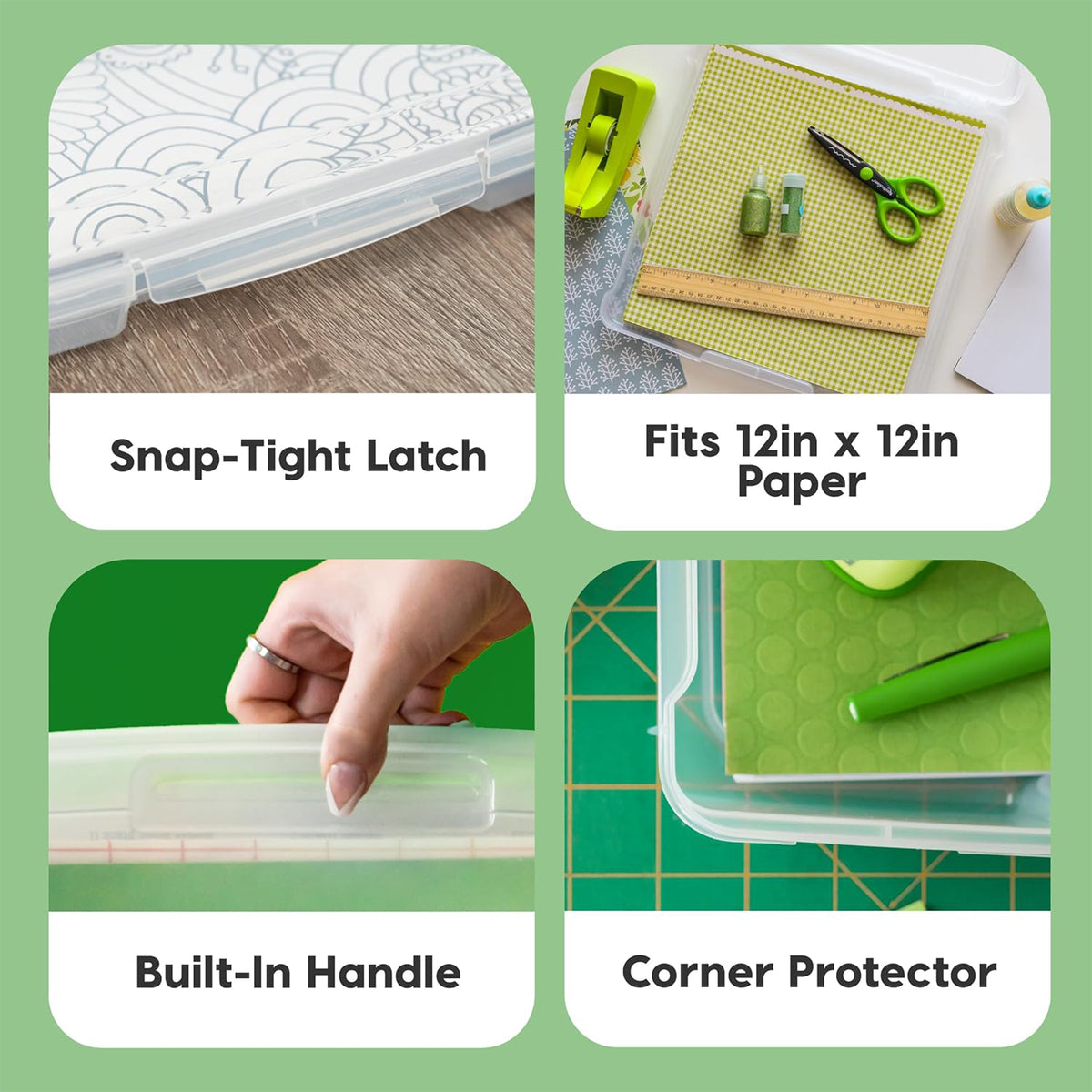 IRIS USA Thin Scrapbook Case Organizers, Fits 12"x12" Paper, 10-Pack, Clear