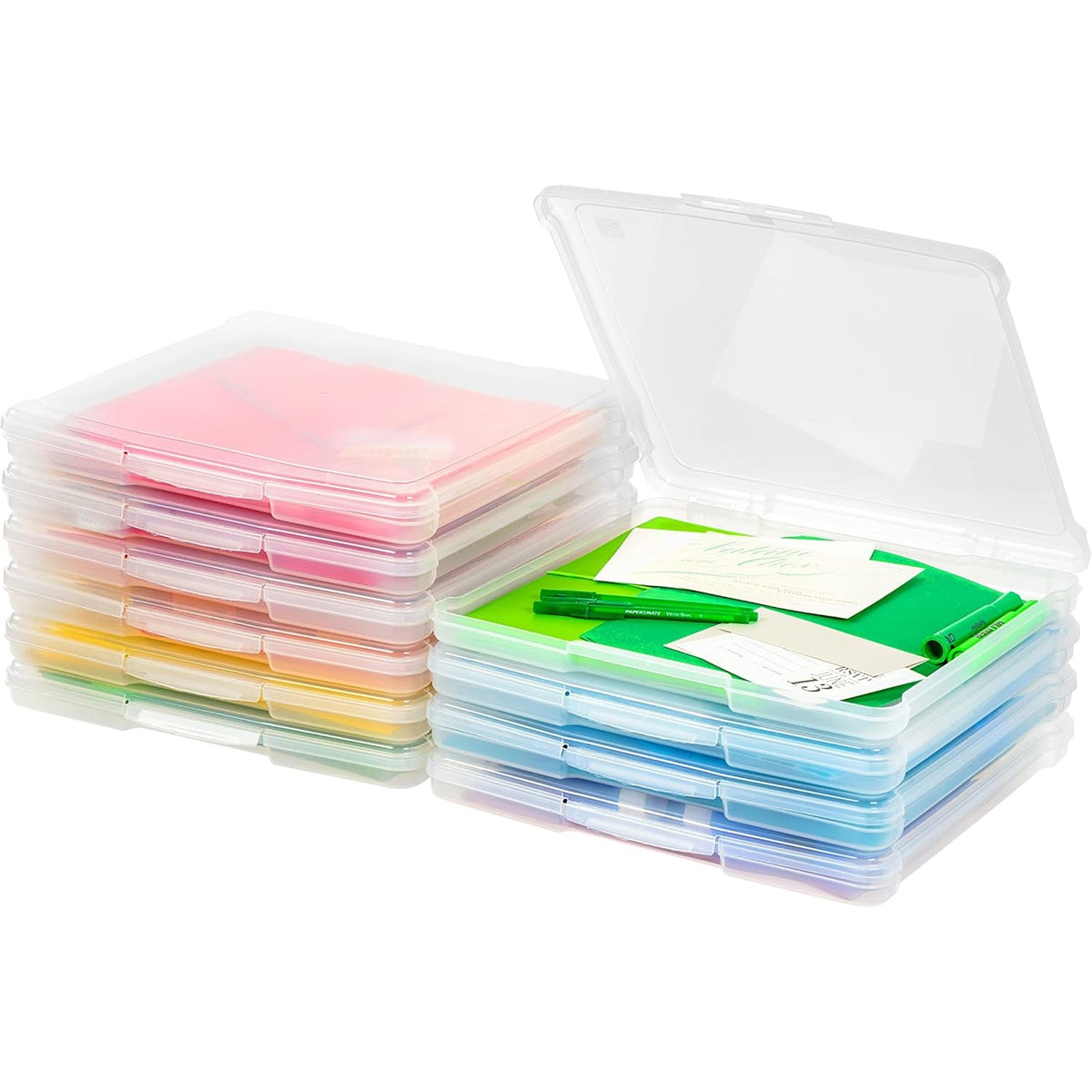 IRIS USA Thin Scrapbook Case Organizers, Fits 12"x12" Paper, 10-Pack, Clear