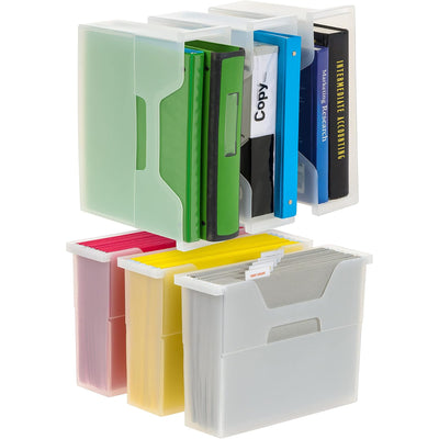 IRIS USA Small Desktop File Box Classroom Storage with Open Lid, 6-Pack, Clear