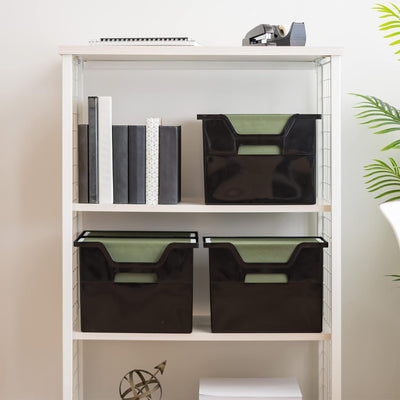 IRIS USA Medium Desktop File Box Classroom Storage with Open Lid, 6-Pack, Black