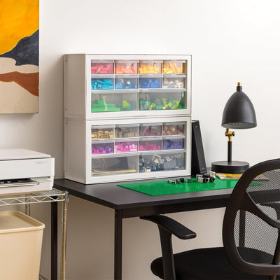 IRIS USA 10-Drawer Organizer Unit, Makeup, Tool, & Craft Storage, 2, Pack, White