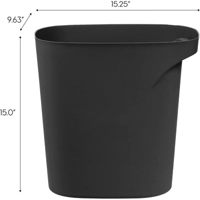 IRIS USA Small Trash Can, 6 Gal Plastic Wastebasket with Handle, 2 Pack, Black