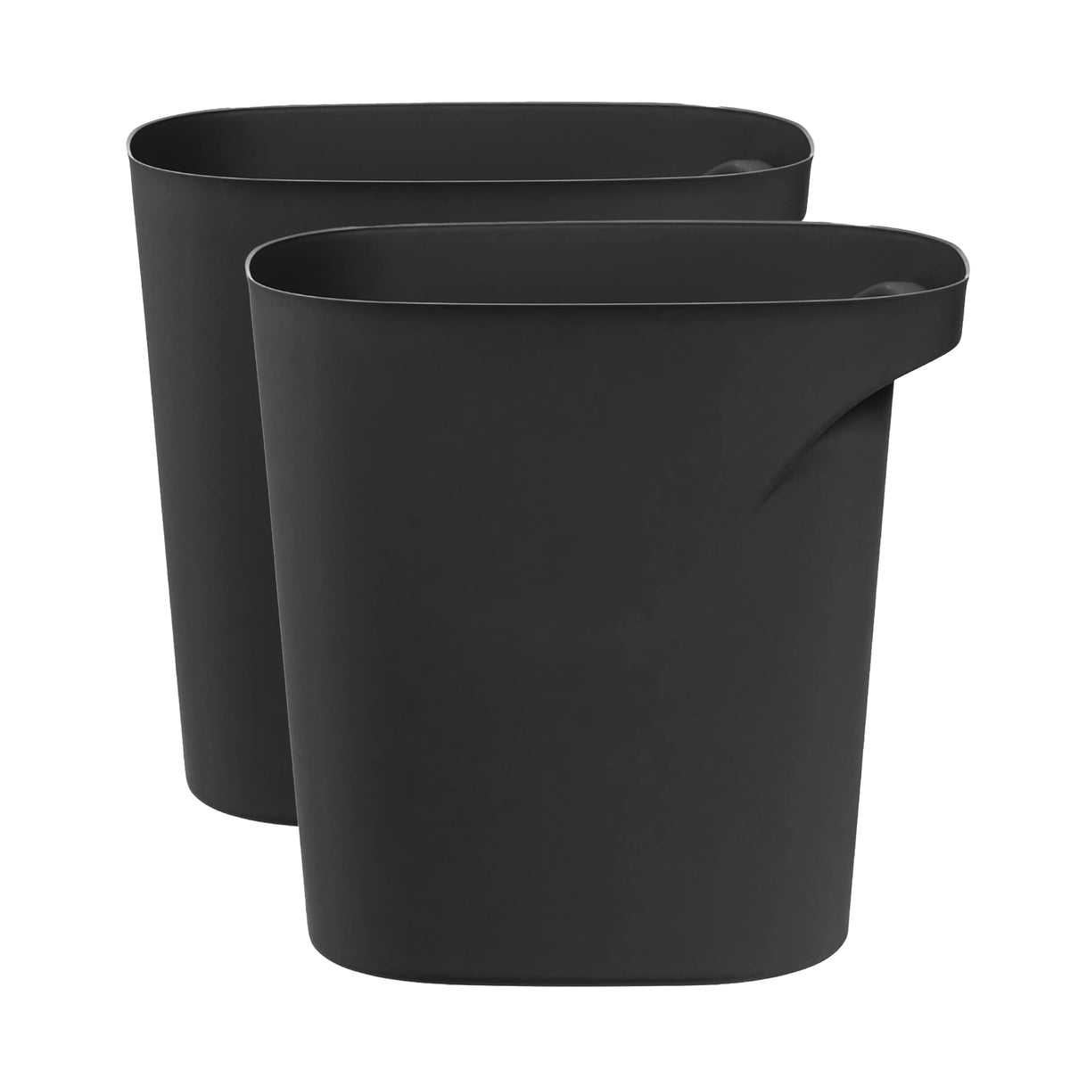 IRIS USA Small Trash Can, 6 Gal Plastic Wastebasket with Handle, 2 Pack, Black