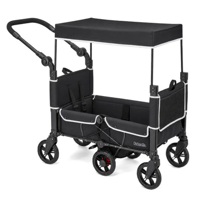 Kolcraft Foldable Stroller Wagon for 2 Kids, 5-Point Harness, 110 Lb Cap, Black