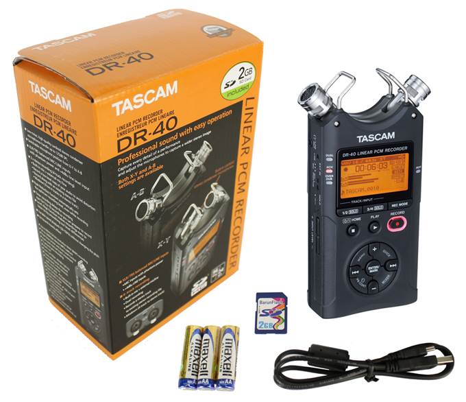 TASCAM DR-40 Linear PCM 4-Track Handheld Portable Audio Recorder w/ 2GB SD Card