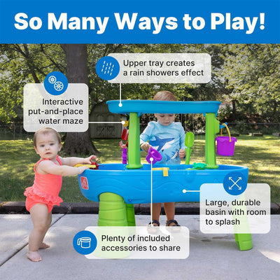 Step2 Rain Showers Splash Pond Sensory Water Table with Cover for Outdoor Play