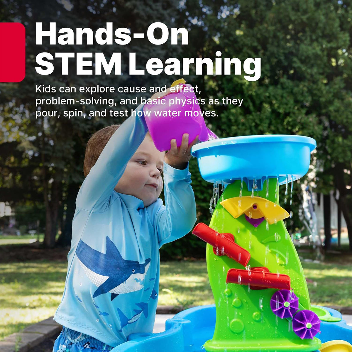 Step2 Rain Showers Splash Pond Sensory Water Table with Cover for Outdoor Play