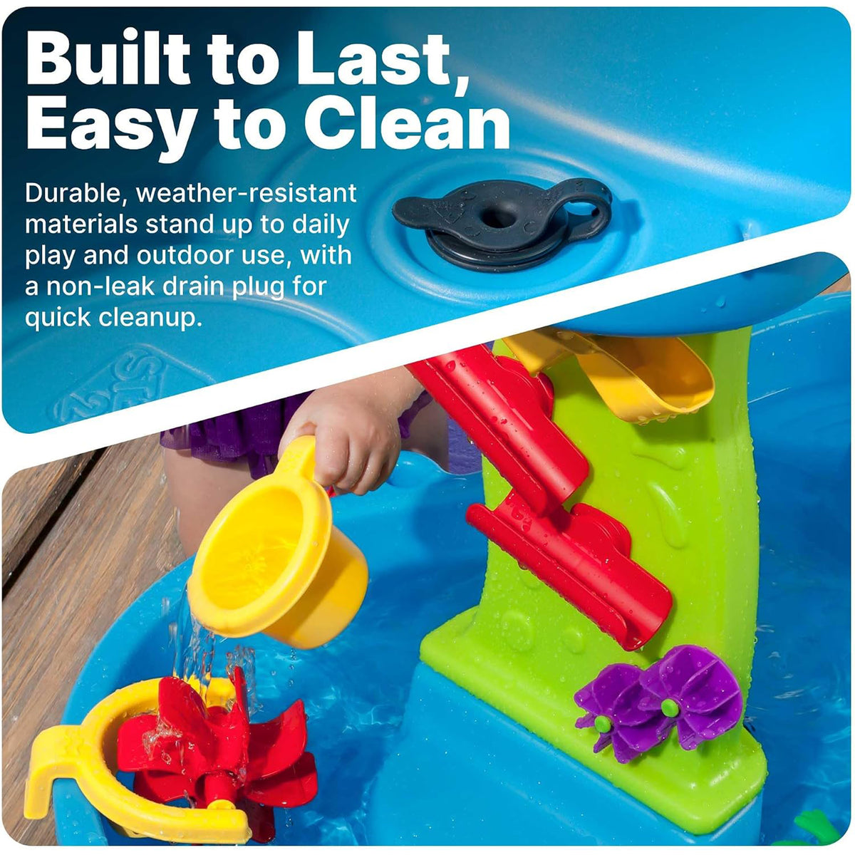 Step2 Rain Showers Splash Pond Sensory Water Table with Cover for Outdoor Play