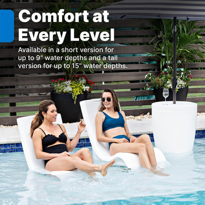 Step2 Vero Chair Tall In Water Pool Lounger with 300 Lb Weight Capacity, White
