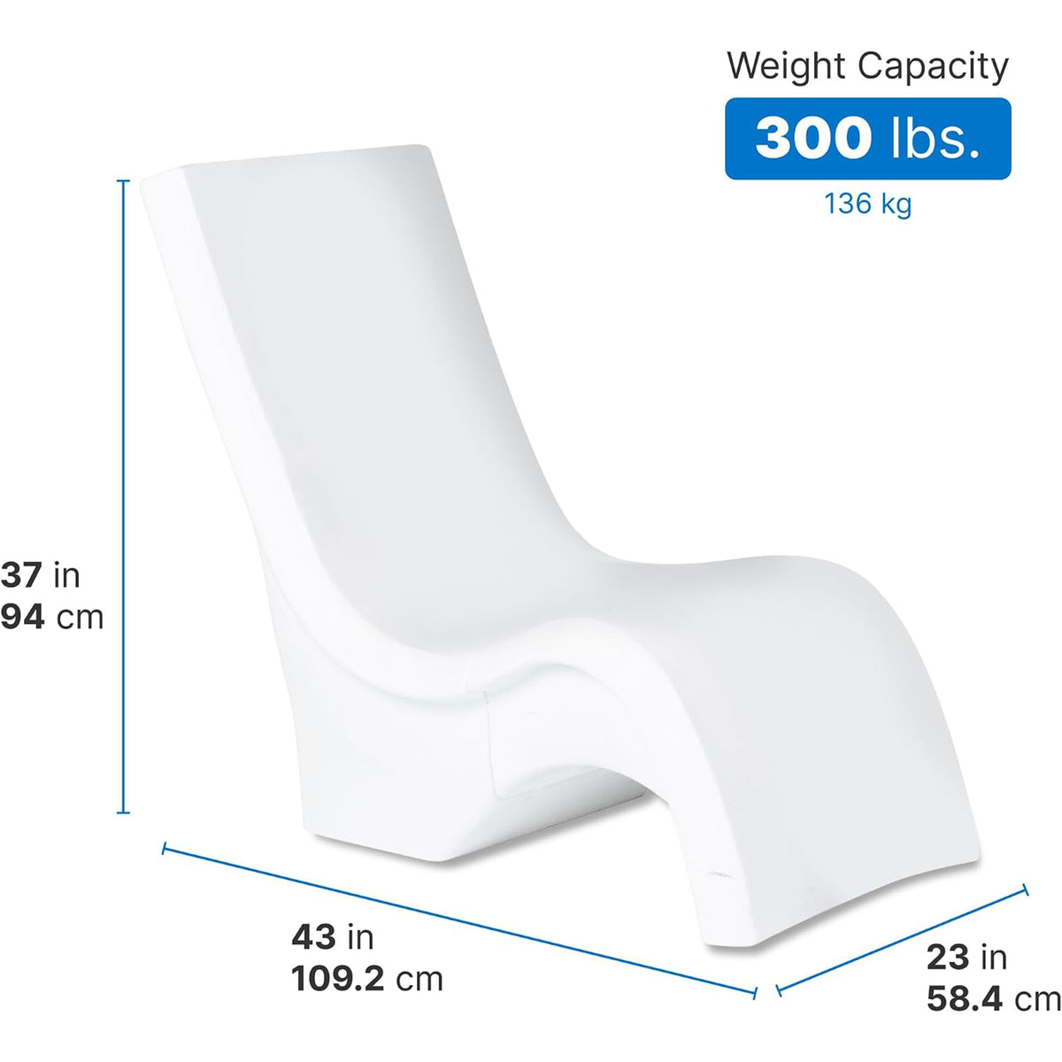 Step2 Vero Chair Tall In Water Pool Lounger with 300 Lb Weight Capacity, White