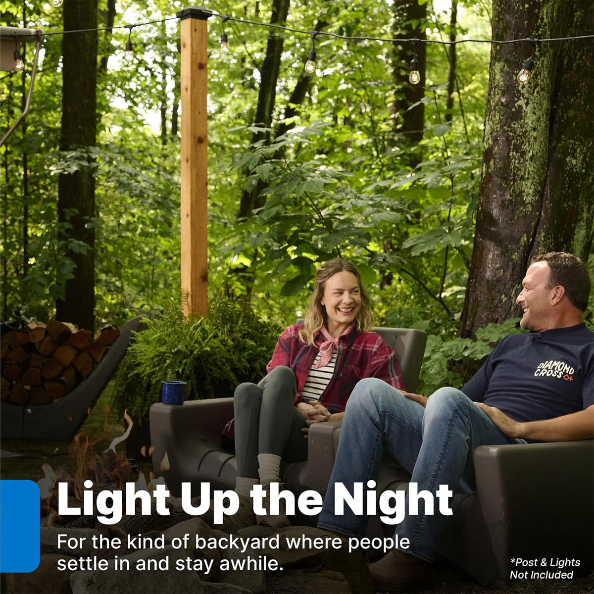 Step2 Firefly String Light Pole Stand w/ Planter for Patios and Backyard, 2 Pack