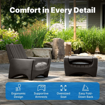 Step2 SwitchBack Patio Chair Outdoor Adirondack with Folding Back, Harbor Grey
