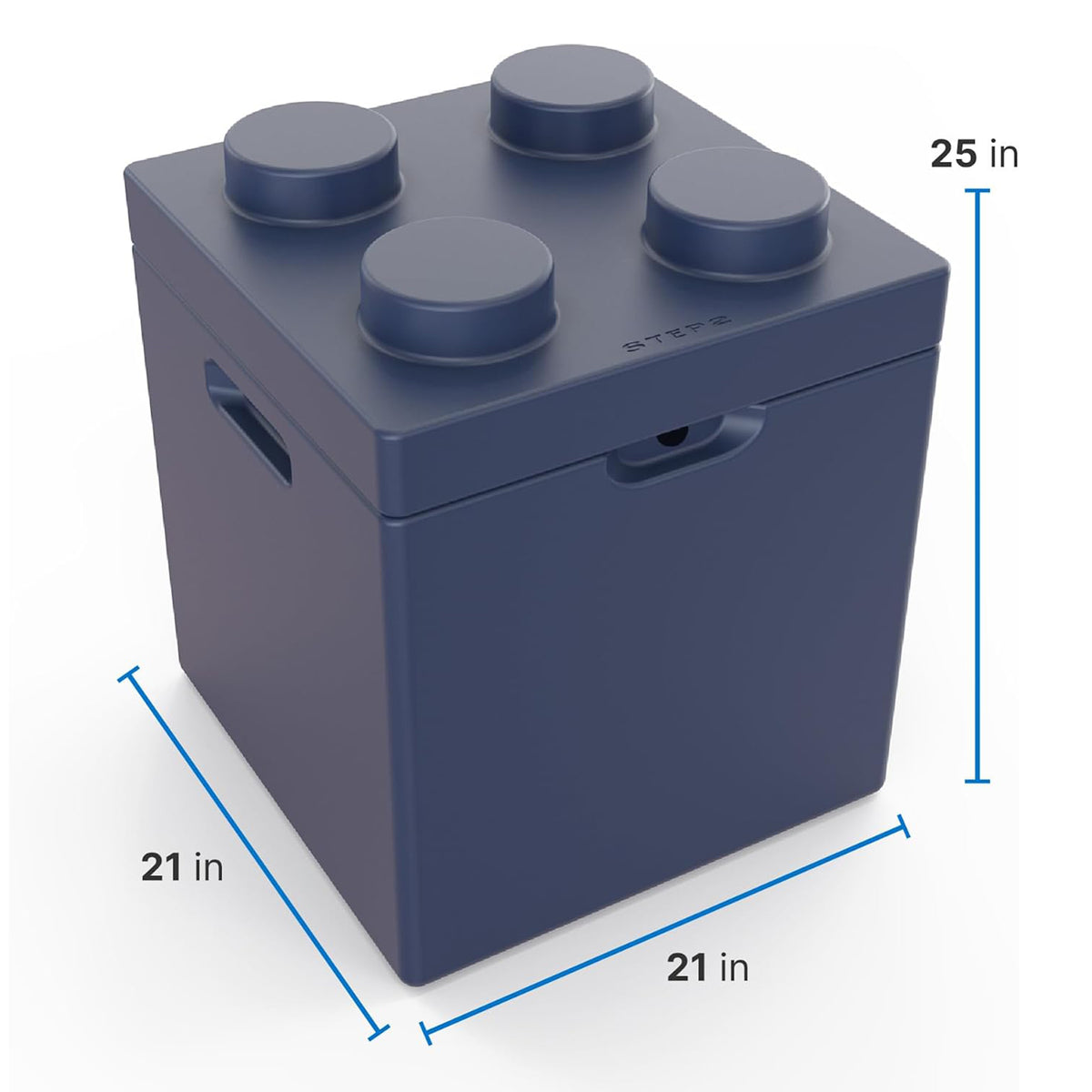 Step2 Contemporary Builders Toy Box with Lid, Storage Chest for Kids, Denim Blue