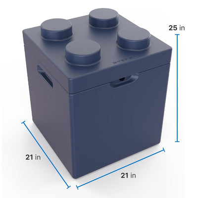 Step2 Contemporary Builders Toy Box with Lid, Storage Chest for Kids, Denim Blue