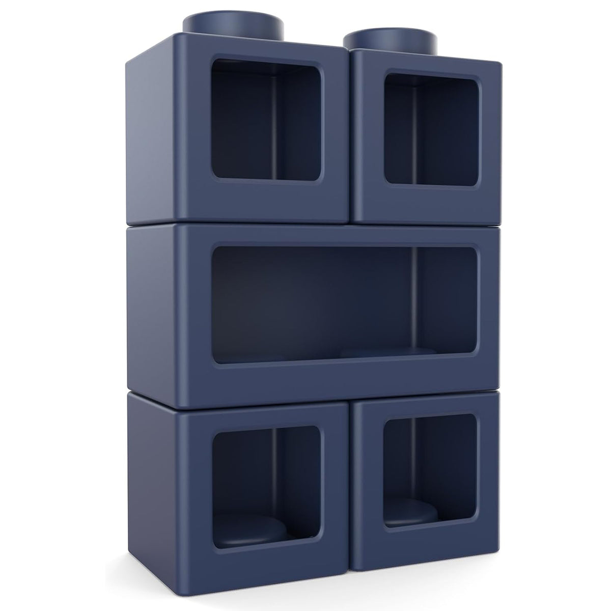 Step2 5 Pc Open-Front Contemporary Builders Storage Cubes Organizer, Denim Blue
