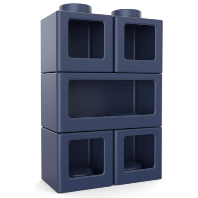 Step2 5 Pc Open-Front Contemporary Builders Storage Cubes Organizer, Denim Blue