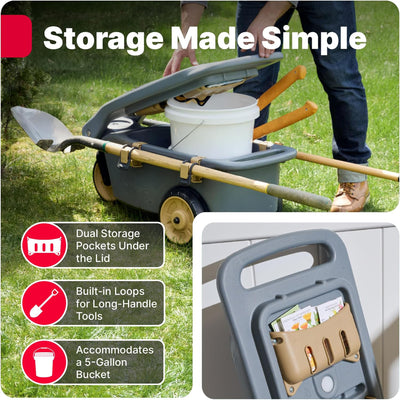Step2 EverTough Garden Hopper Rolling Cart with Built In Handle and Storage
