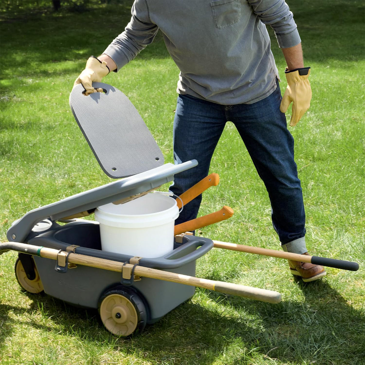 Step2 EverTough Garden Hopper Rolling Cart with Built In Handle and Storage