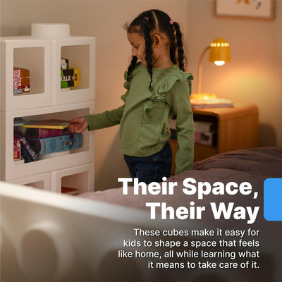 Step2 5 Pc Open-Front Contemporary Builders Storage Cubes Toys Organizer, White
