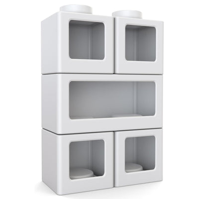 Step2 5 Pc Open-Front Contemporary Builders Storage Cubes Toys Organizer, White