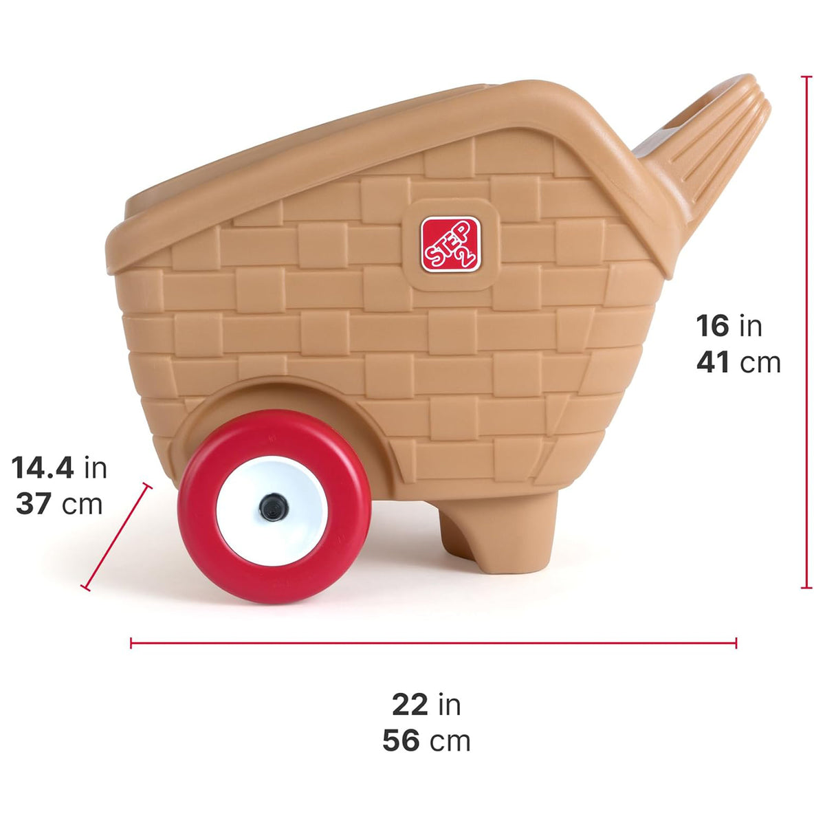 Step2 My First Picnic Rolling Basket, 30 Pc Pretend Play Accessory Set, Brown