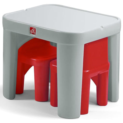 Step2 Mighty My Size Table and Chairs Set for Kids 2 Years and Up, Gray, Red