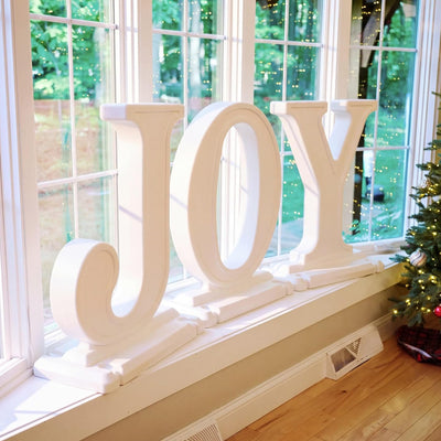 Step2 Paintable Large Outdoor 3-Piece Holiday Christmas JOY Letters Decor, White