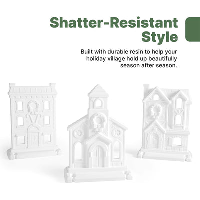 Step2 Paintable Large 3-Piece Outdoor Christmas Village Decor Display, White
