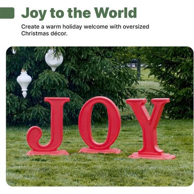 Step2 Paintable Large Outdoor 3-Piece Holiday Christmas JOY Letters Decor, Red
