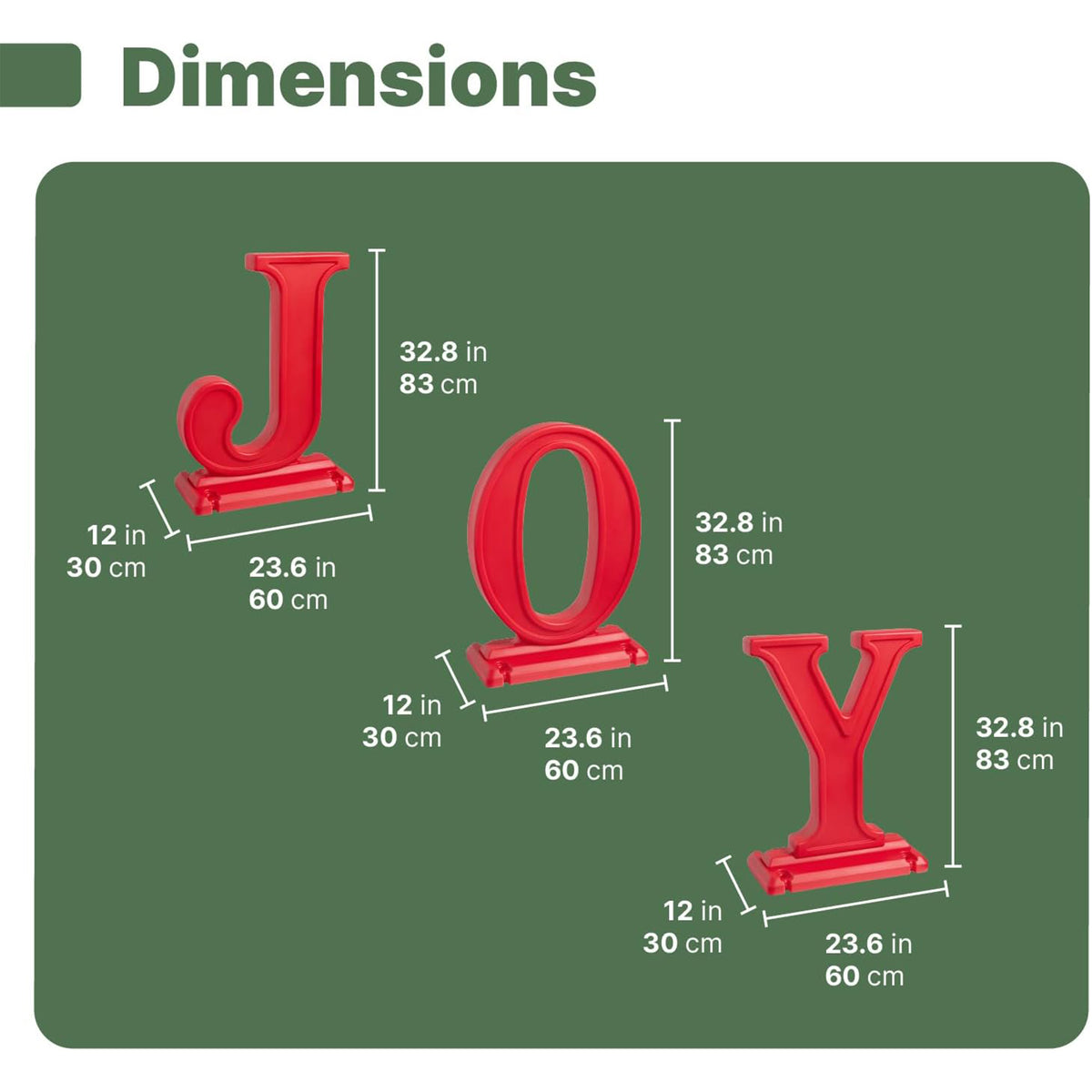 Step2 Paintable Large Outdoor 3-Piece Holiday Christmas JOY Letters Decor, Red
