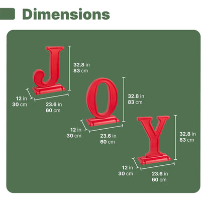 Step2 Paintable Large Outdoor 3-Piece Holiday Christmas JOY Letters Decor, Red