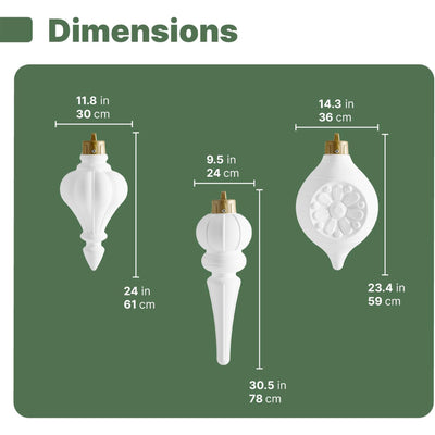 Step2 Large Indoor Outdoor Paintable Christmas Ornaments Holiday Decor, 3 Pack