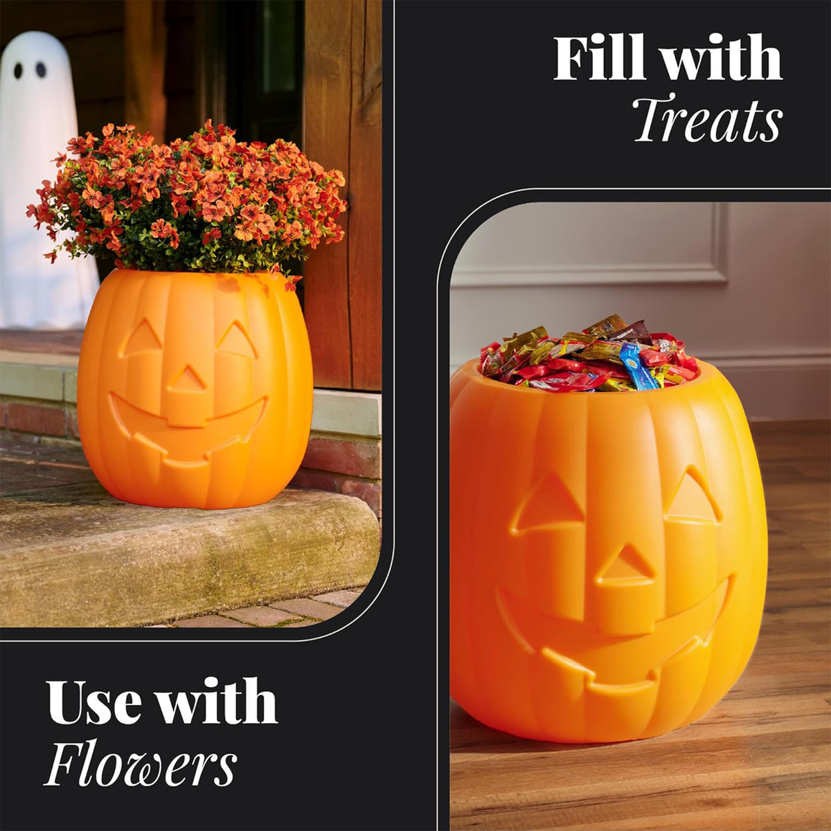 Step2 Pumpkin Planter Indoor Outdoor Halloween Decoration or Candy Dish, Orange