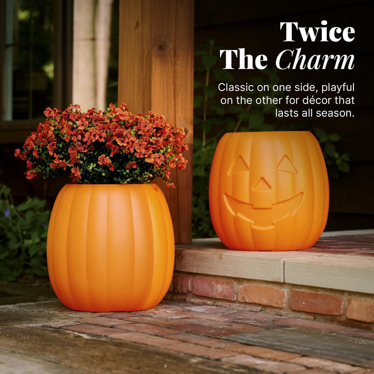 Step2 Pumpkin Planter Indoor Outdoor Halloween Decoration or Candy Dish, Orange