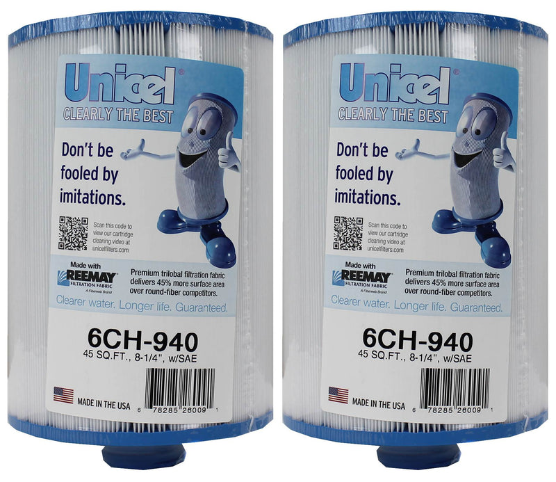 Unicel 6CH-940 Replacement 45 SqFt Filter Cartridge for Spa, 225 Pleats (2 Pack)