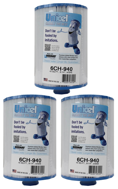 Unicel 6CH-940 Replacement 45 SqFt Filter Cartridge for Spa, 225 Pleats (3 Pack)